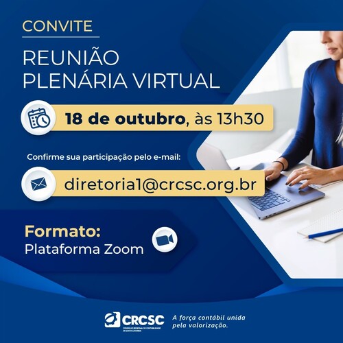Reunião Plenária do CRCSC está marcada para o dia 18 de outubro no formato virtual