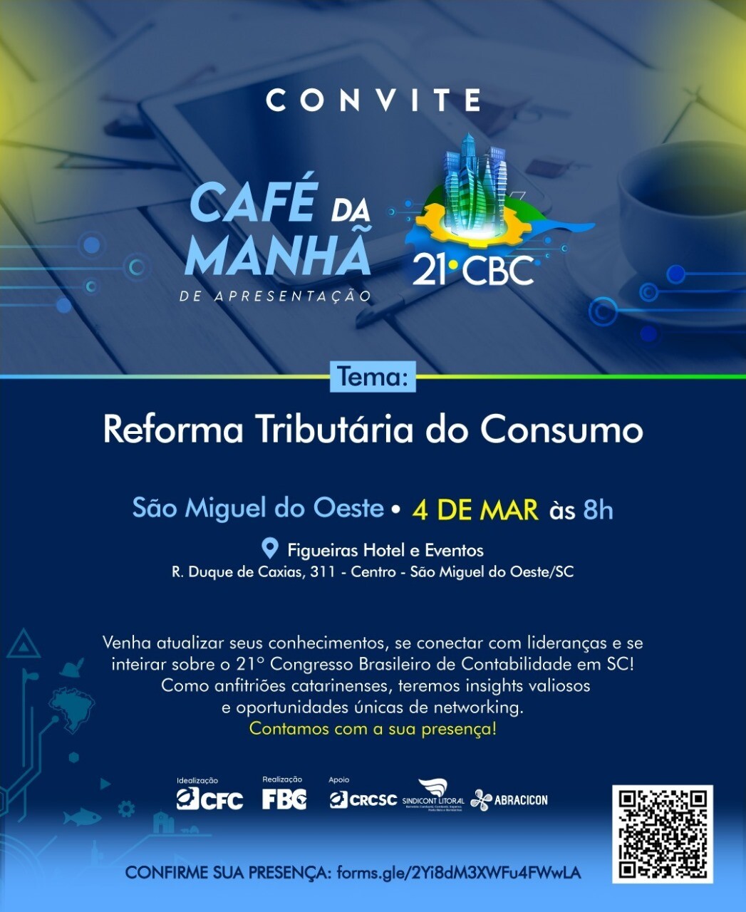 CRCSC promove evento gratuito sobre Reforma Tributária para empresários contábeis, em São Miguel do Oeste